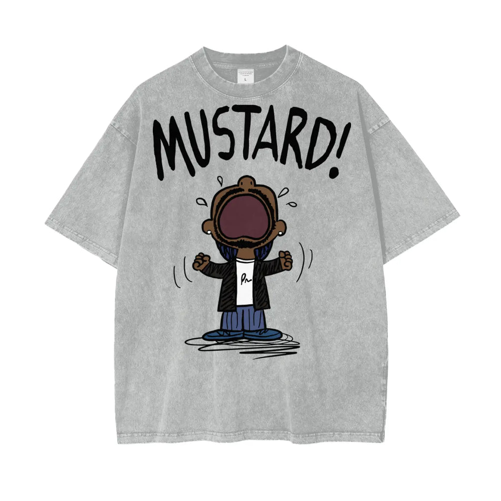 Kendrick Lamar Mustard Oversize Snow Washed T-Shirt ODMPOD