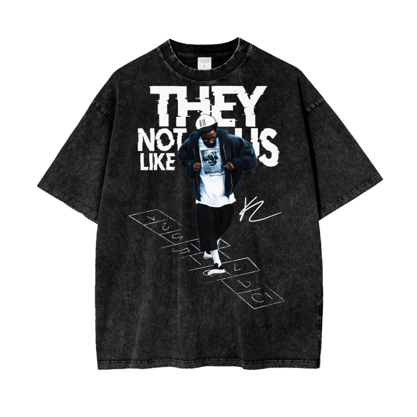 Kendrick Lamar They Not like Us Oversize Snow Washed T-Shirt ODMPOD