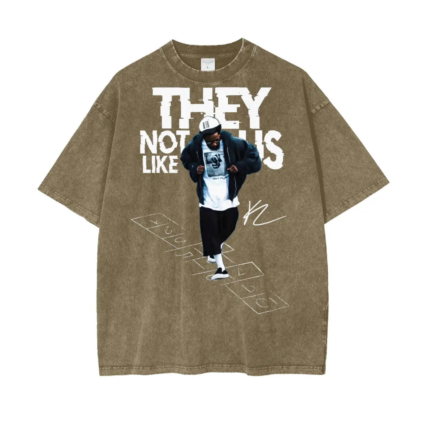 Kendrick Lamar They Not like Us Oversize Snow Washed T-Shirt ODMPOD