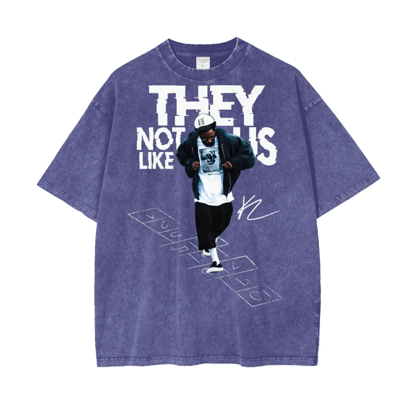 Kendrick Lamar They Not like Us Oversize Snow Washed T-Shirt ODMPOD