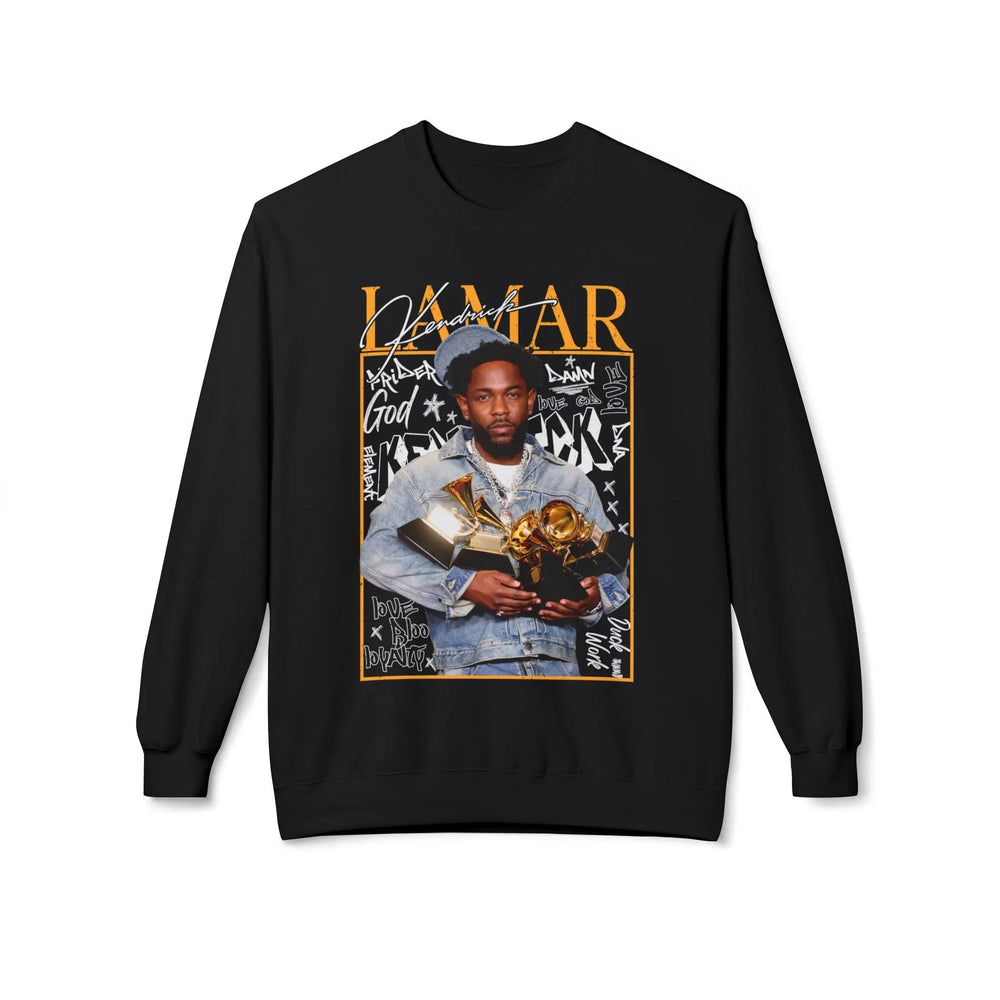 Kendrick Lamar Tribute Crewneck Sweatshirt - Unisex Midweight Fashion Printify