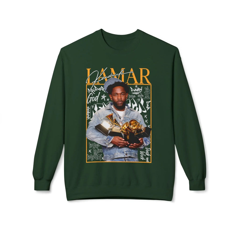 Kendrick Lamar Tribute Crewneck Sweatshirt - Unisex Midweight Fashion Printify
