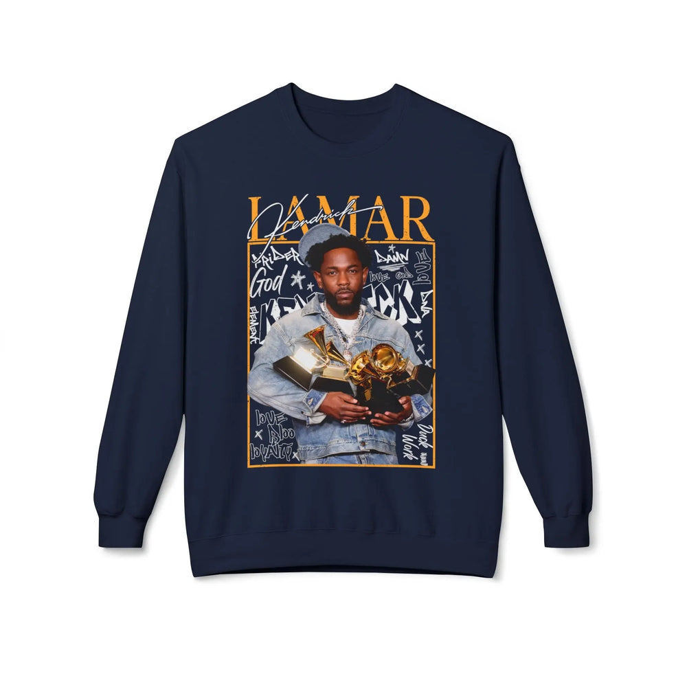 Kendrick Lamar Tribute Crewneck Sweatshirt - Unisex Midweight Fashion Printify