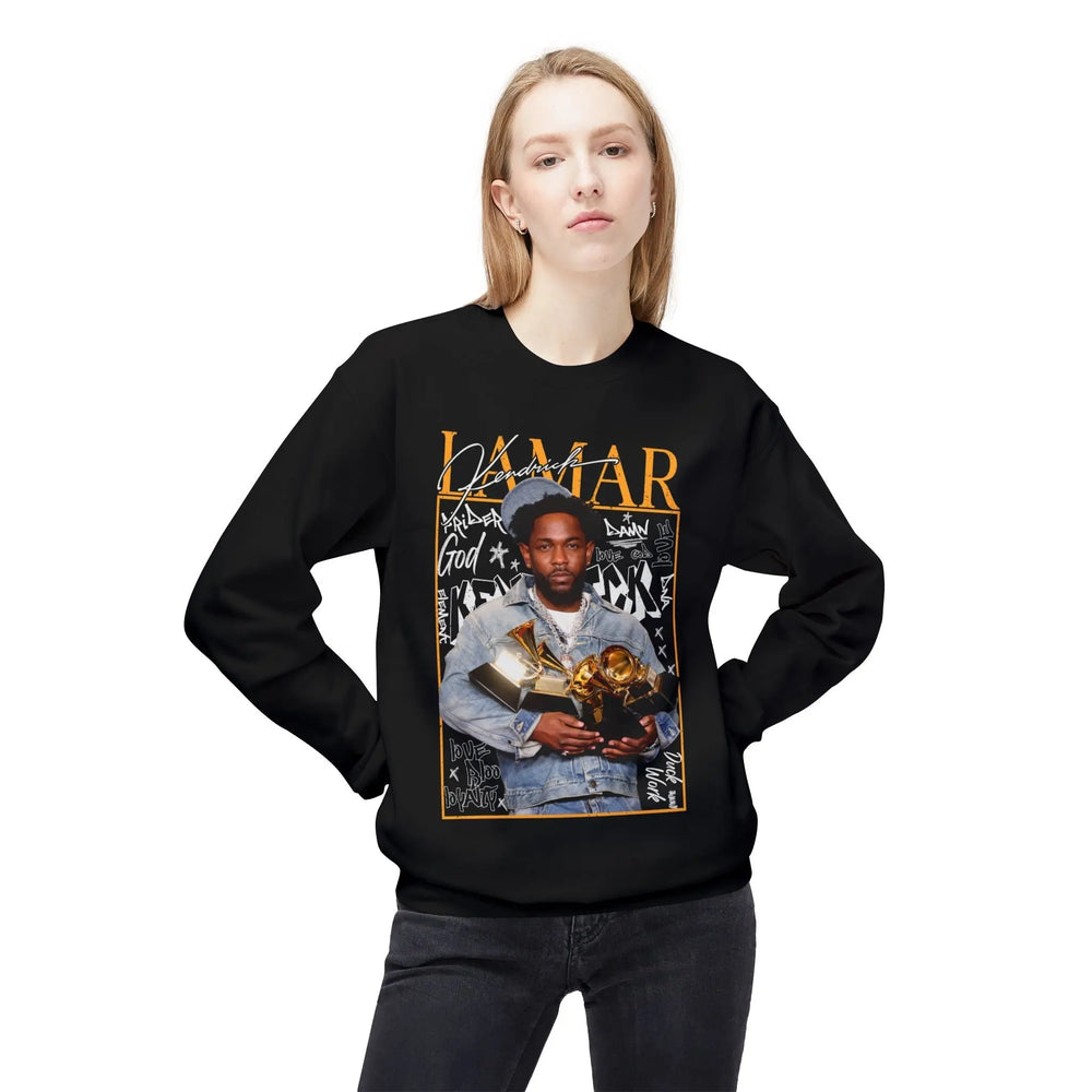Kendrick Lamar Tribute Crewneck Sweatshirt - Unisex Midweight Fashion Printify