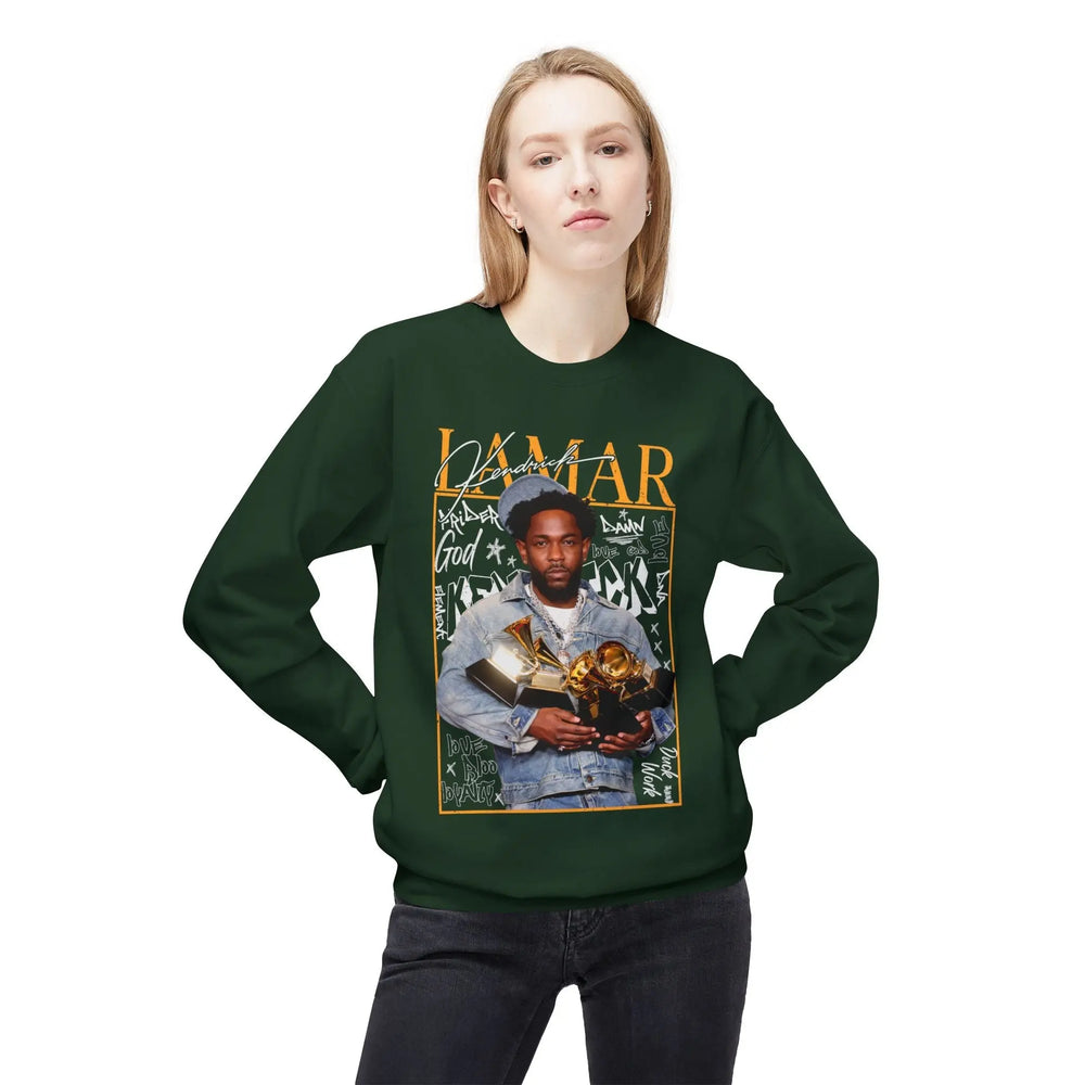 Kendrick Lamar Tribute Crewneck Sweatshirt - Unisex Midweight Fashion Printify
