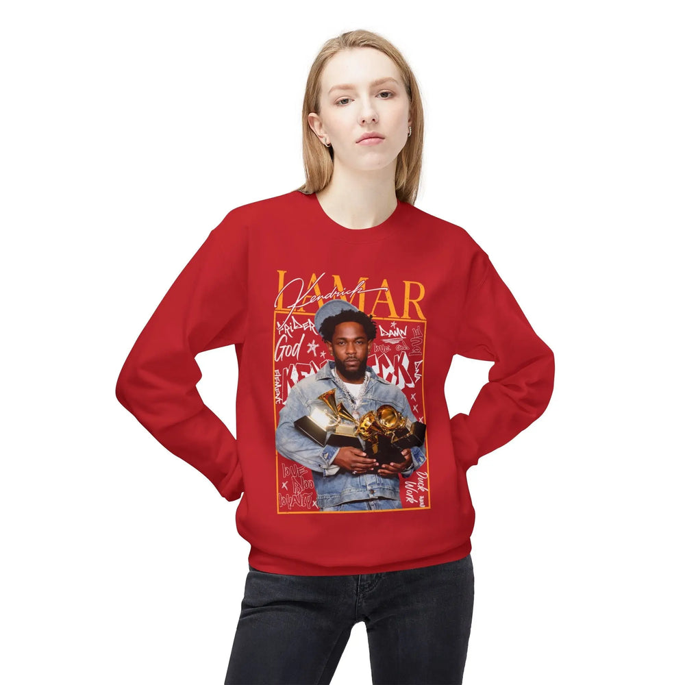 Kendrick Lamar Tribute Crewneck Sweatshirt - Unisex Midweight Fashion Printify