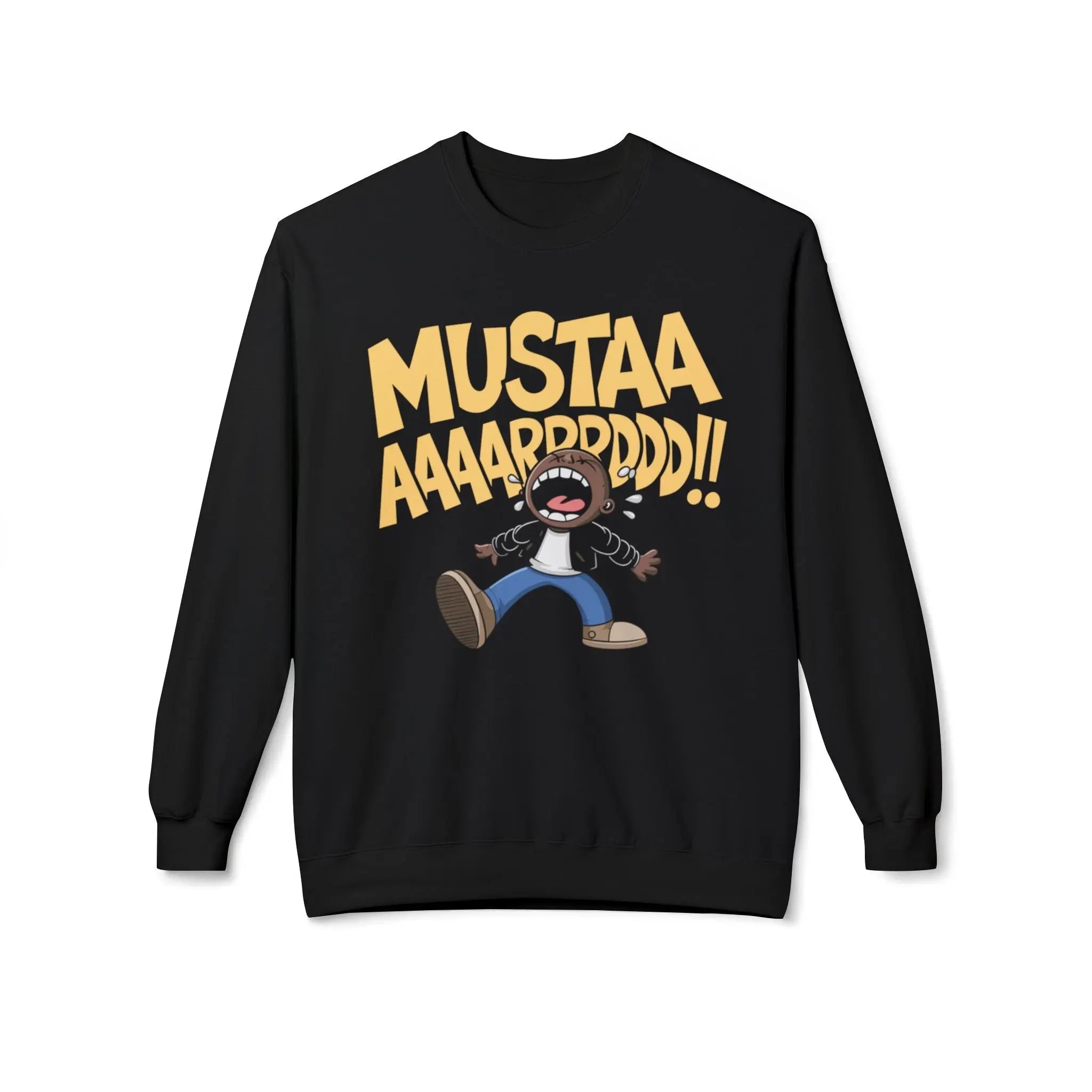 Kendrick Mustard Funny Unisex Fleece Crewneck Sweatshirt - 'MUSTAA AAAAAARRRPDD!!' Printify