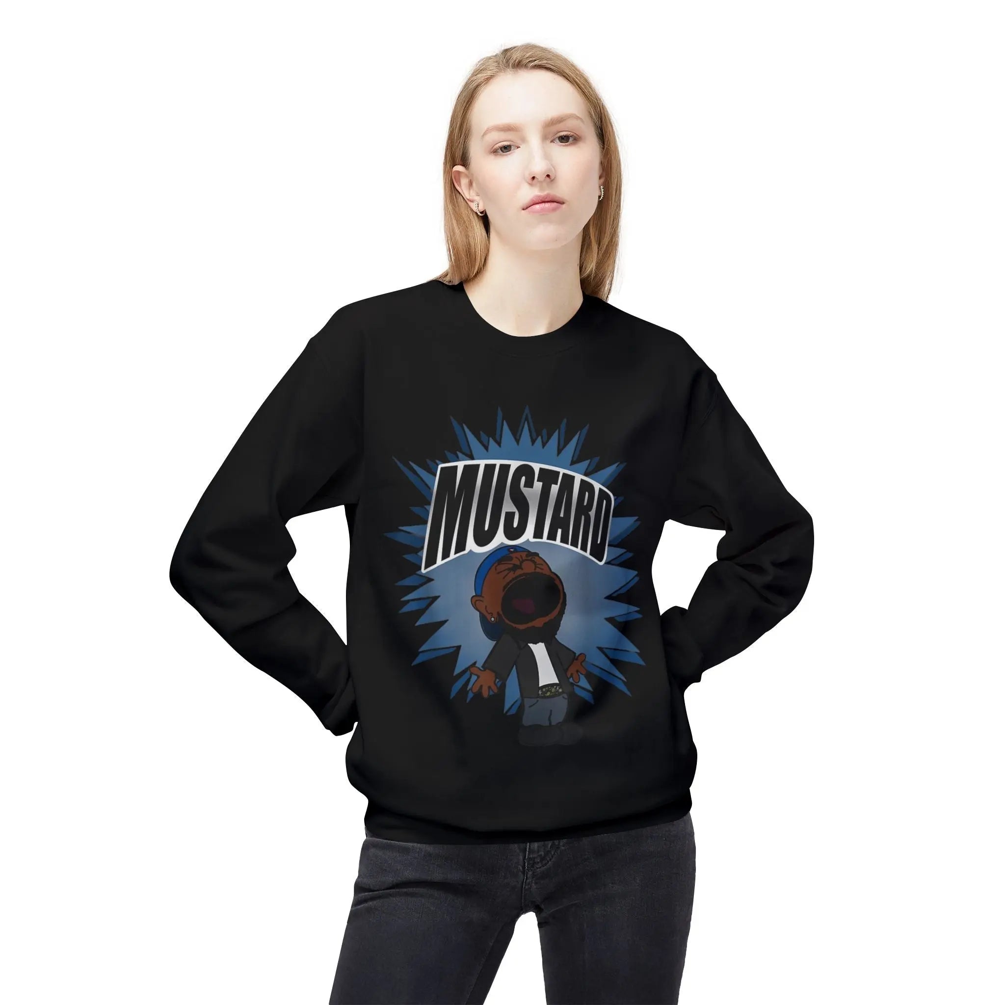 Kendrick Mustard Graphic Crewneck Sweatshirt - Cozy Unisex Fleece for Casual Vibes Printify