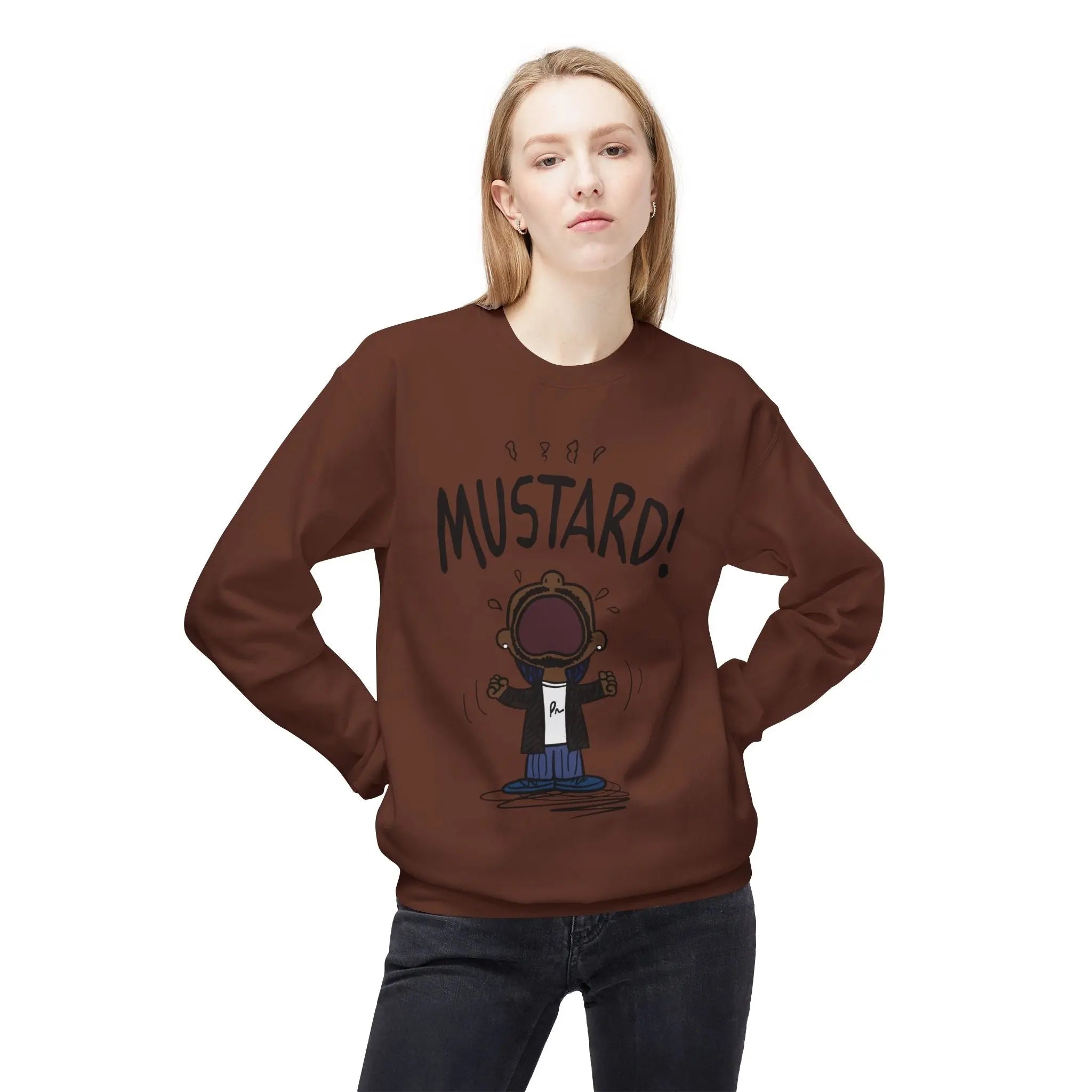 Kendrick Mustard Unisex Midweight Fleece Sweatshirt – Fun and Comfy Apparel for All Occasions Printify