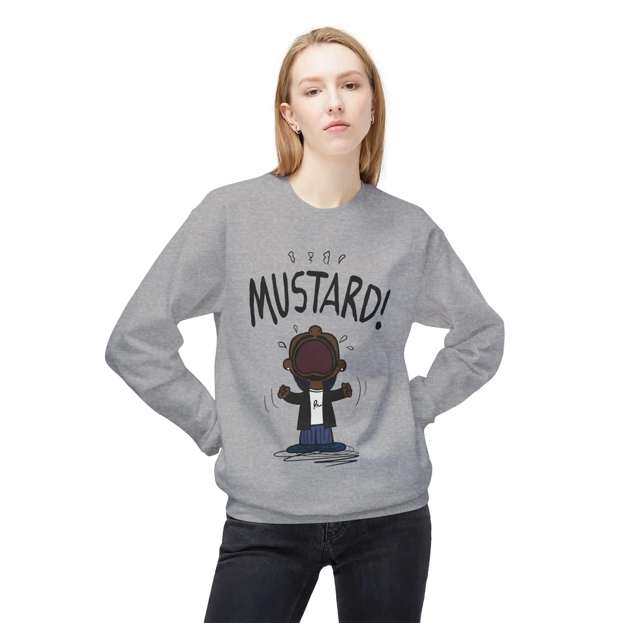Kendrick Mustard Unisex Midweight Fleece Sweatshirt – Fun and Comfy Apparel for All Occasions Printify