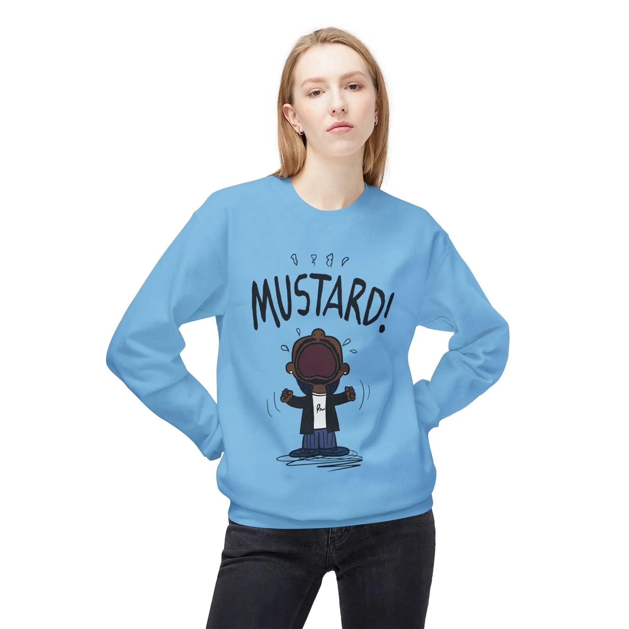 Kendrick Mustard Unisex Midweight Fleece Sweatshirt – Fun and Comfy Apparel for All Occasions Printify