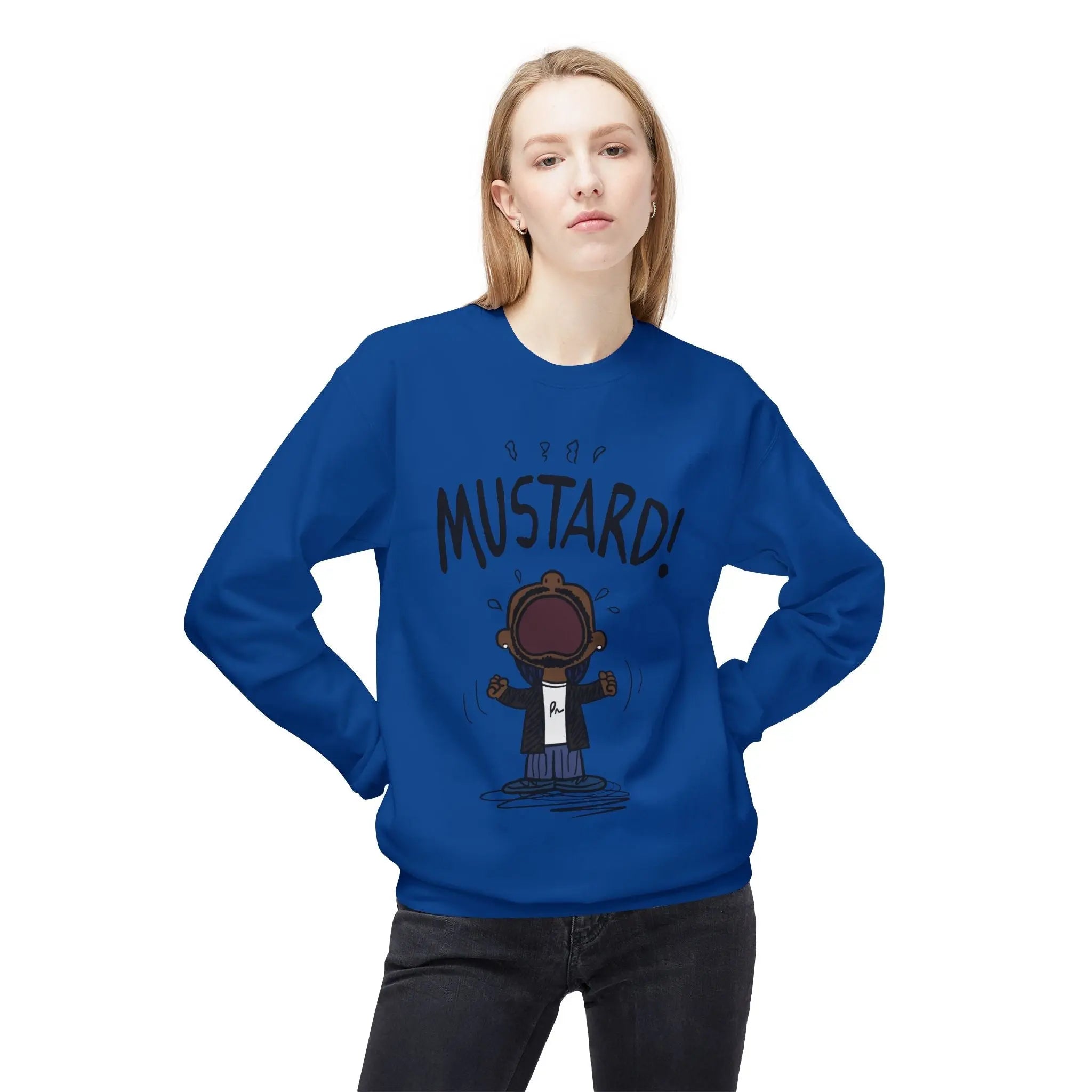 Kendrick Mustard Unisex Midweight Fleece Sweatshirt – Fun and Comfy Apparel for All Occasions Printify
