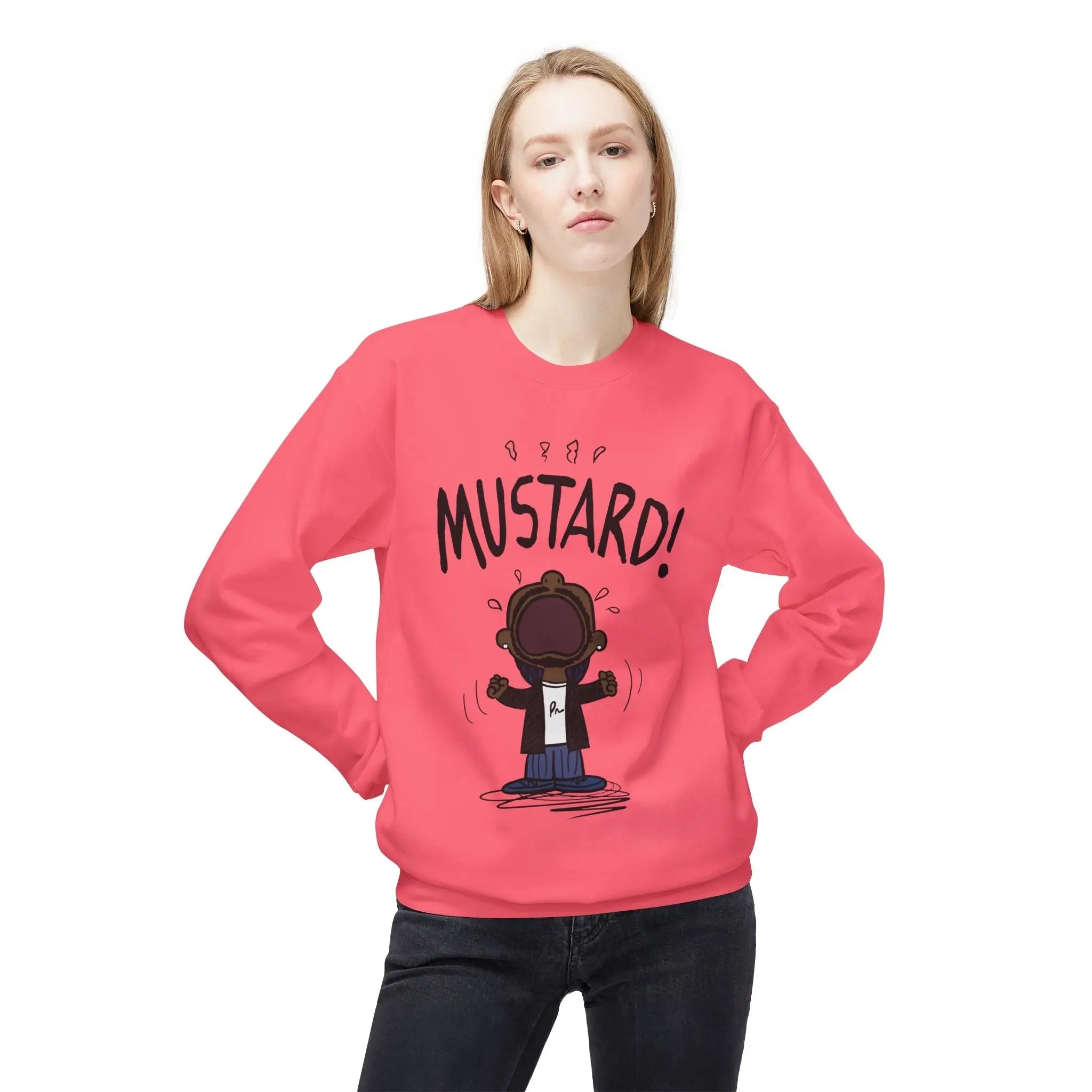 Kendrick Mustard Unisex Midweight Fleece Sweatshirt – Fun and Comfy Apparel for All Occasions Printify