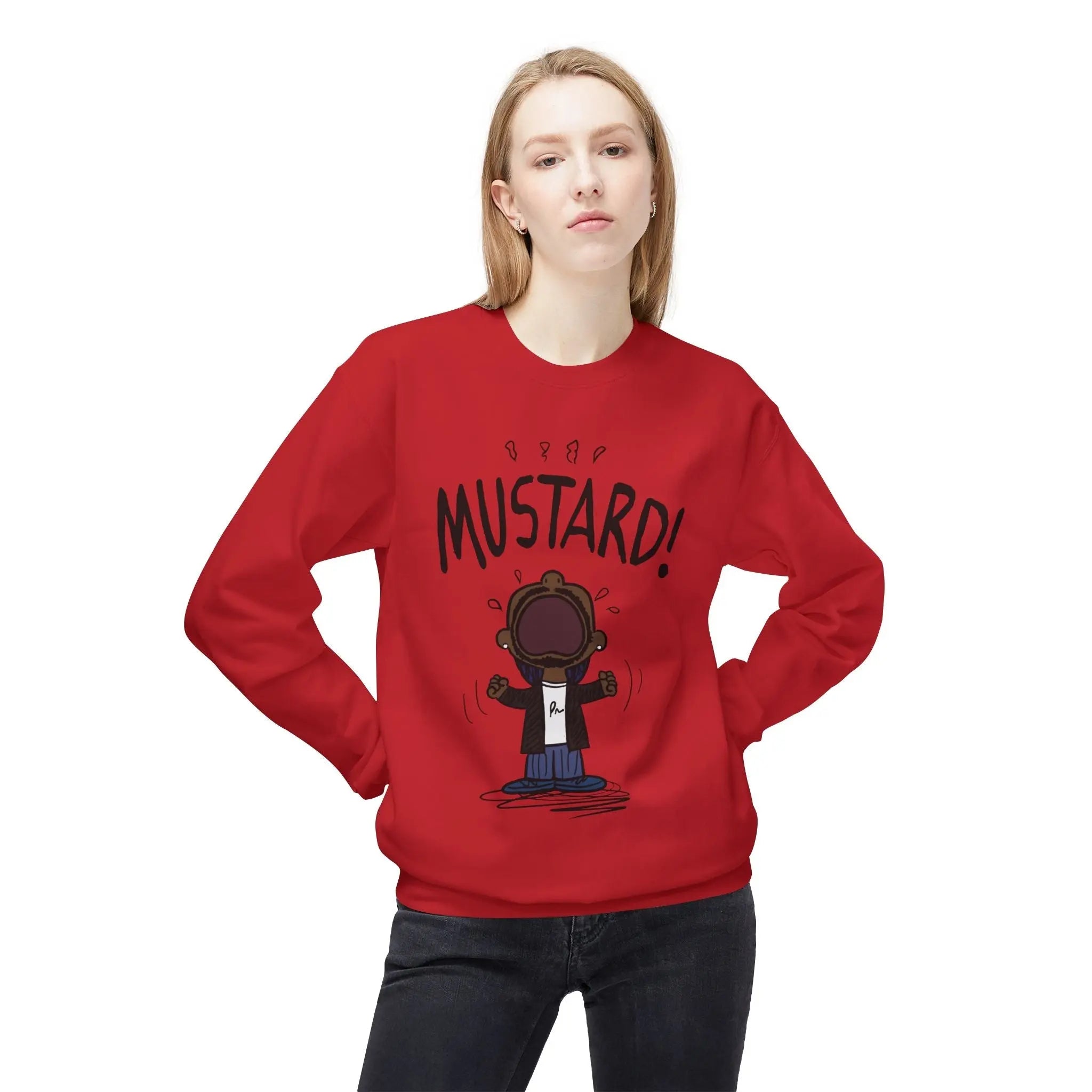 Kendrick Mustard Unisex Midweight Fleece Sweatshirt – Fun and Comfy Apparel for All Occasions Printify