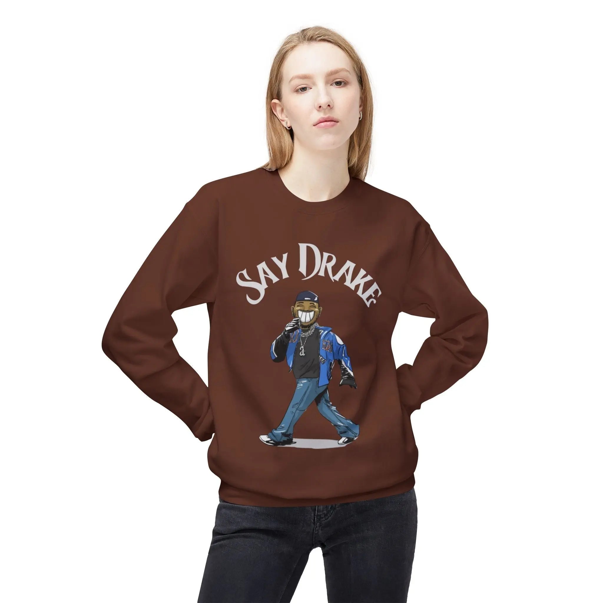 Kendrick Say Drake Graphic Fleece Sweatshirt - Unisex Midweight Crewneck Printify