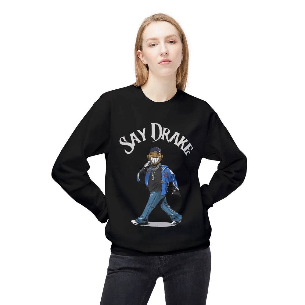 Kendrick Say Drake Graphic Fleece Sweatshirt - Unisex Midweight Crewneck Printify