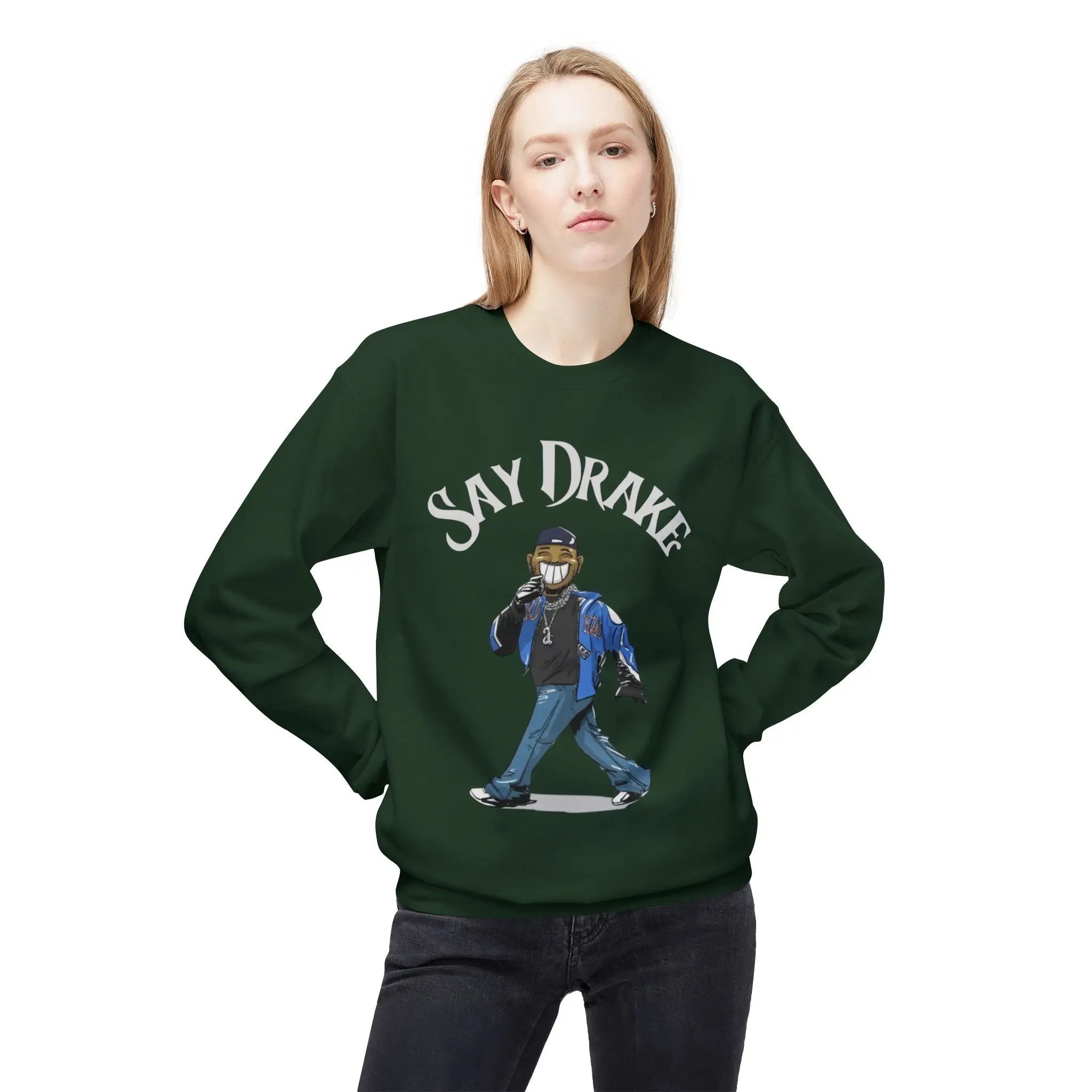 Kendrick Say Drake Graphic Fleece Sweatshirt - Unisex Midweight Crewneck Printify