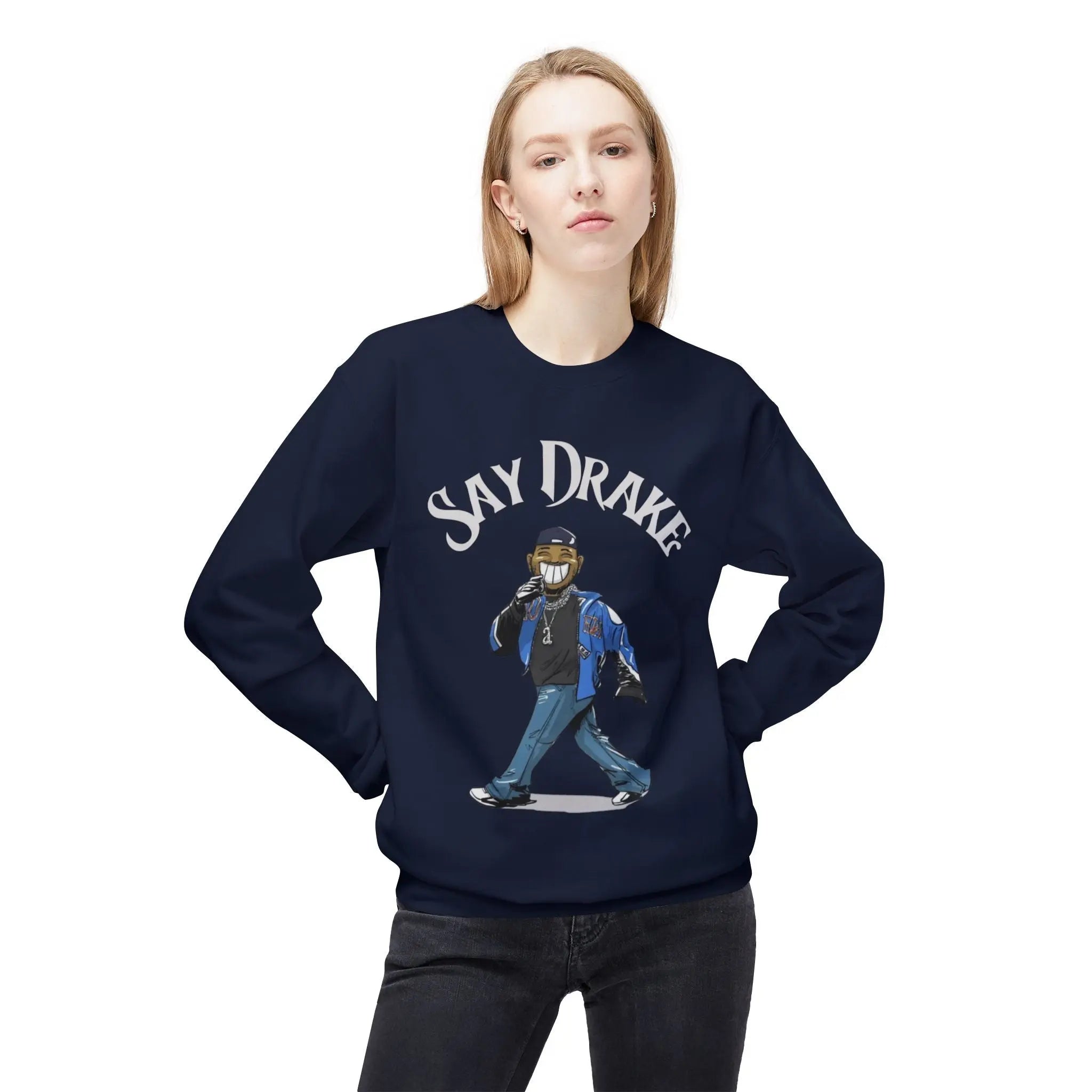 Kendrick Say Drake Graphic Fleece Sweatshirt - Unisex Midweight Crewneck Printify