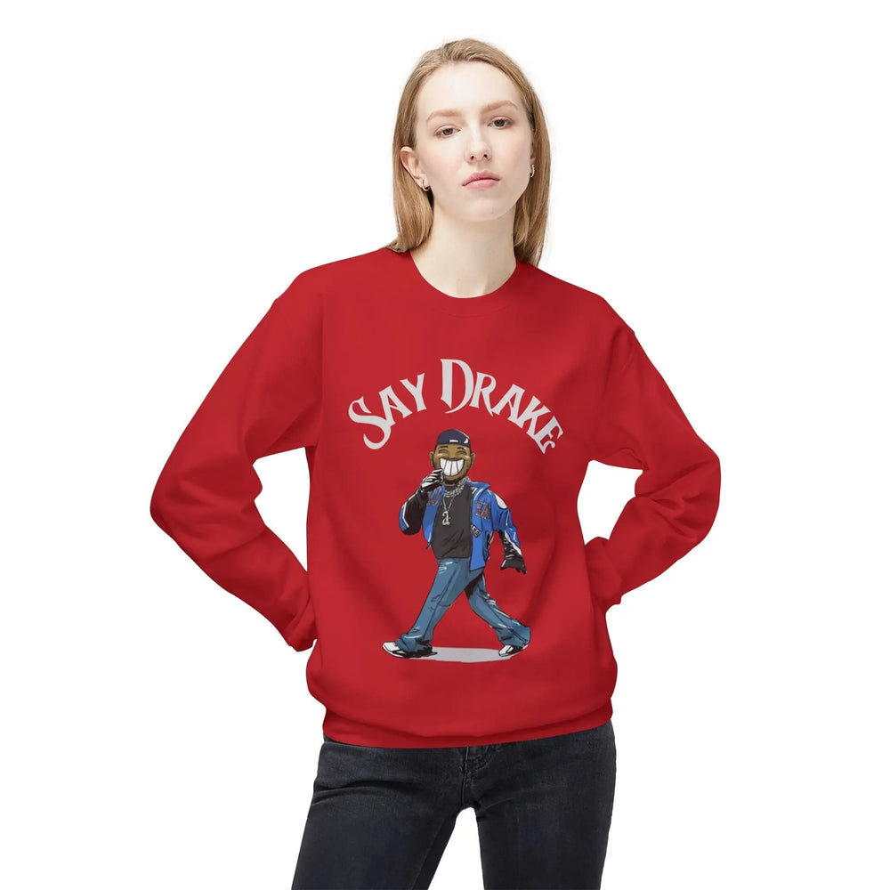 Kendrick Say Drake Graphic Fleece Sweatshirt - Unisex Midweight Crewneck Printify