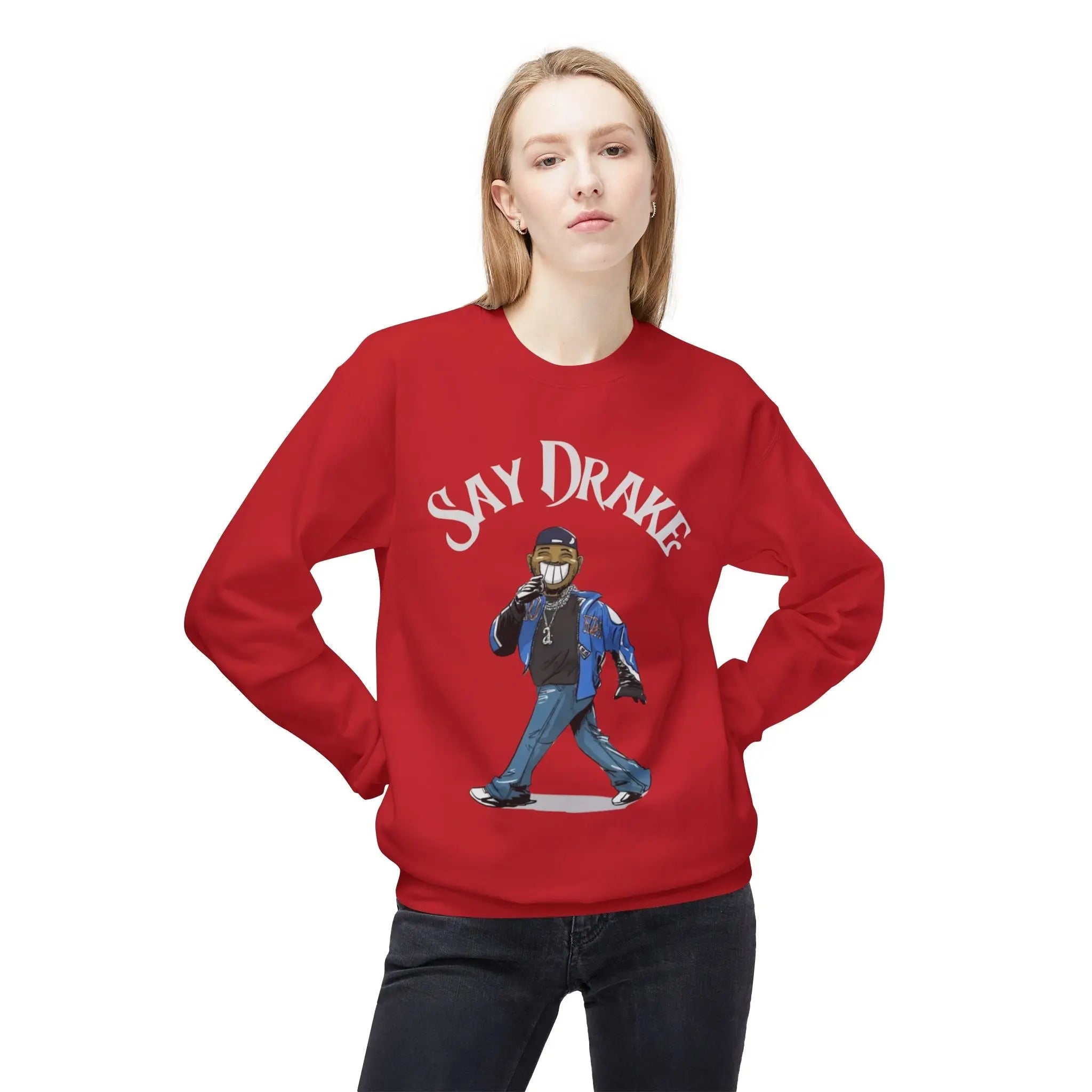 Kendrick Say Drake Graphic Fleece Sweatshirt - Unisex Midweight Crewneck Printify