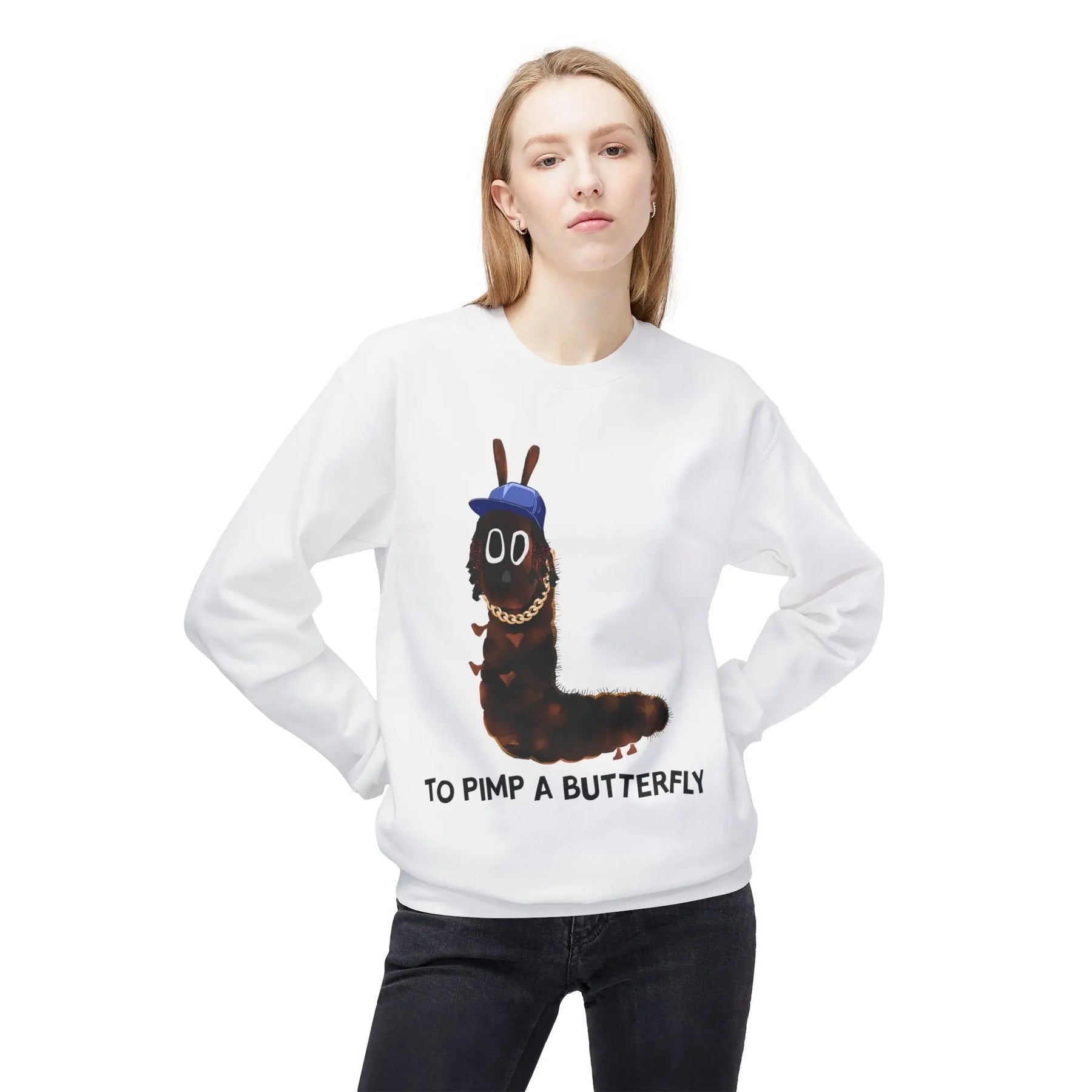 Kendrick Unisex Fleece Crewneck Sweatshirt - 'To Pimp a Butterfly' Design Printify