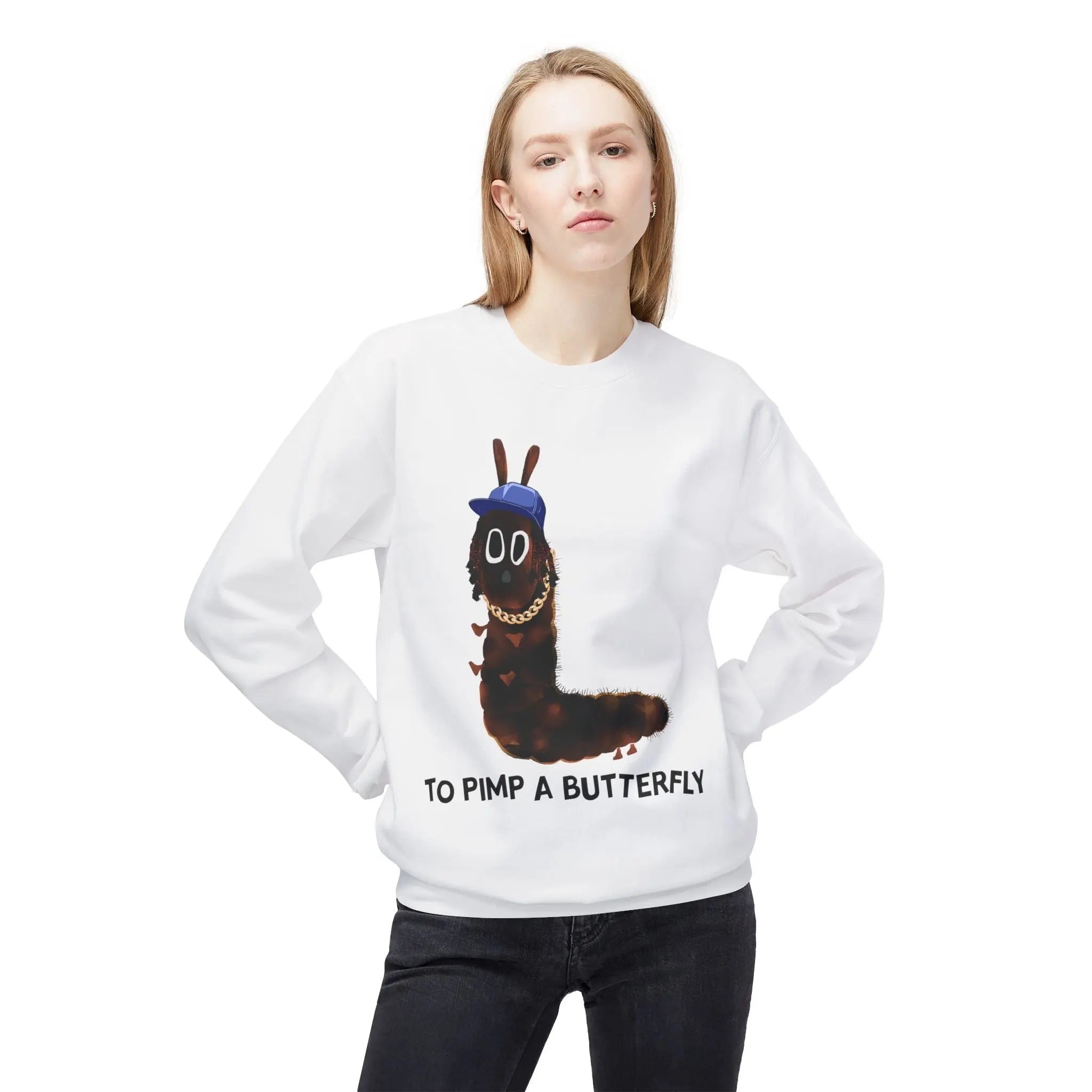 Kendrick Unisex Fleece Crewneck Sweatshirt - 'To Pimp a Butterfly' Design Printify