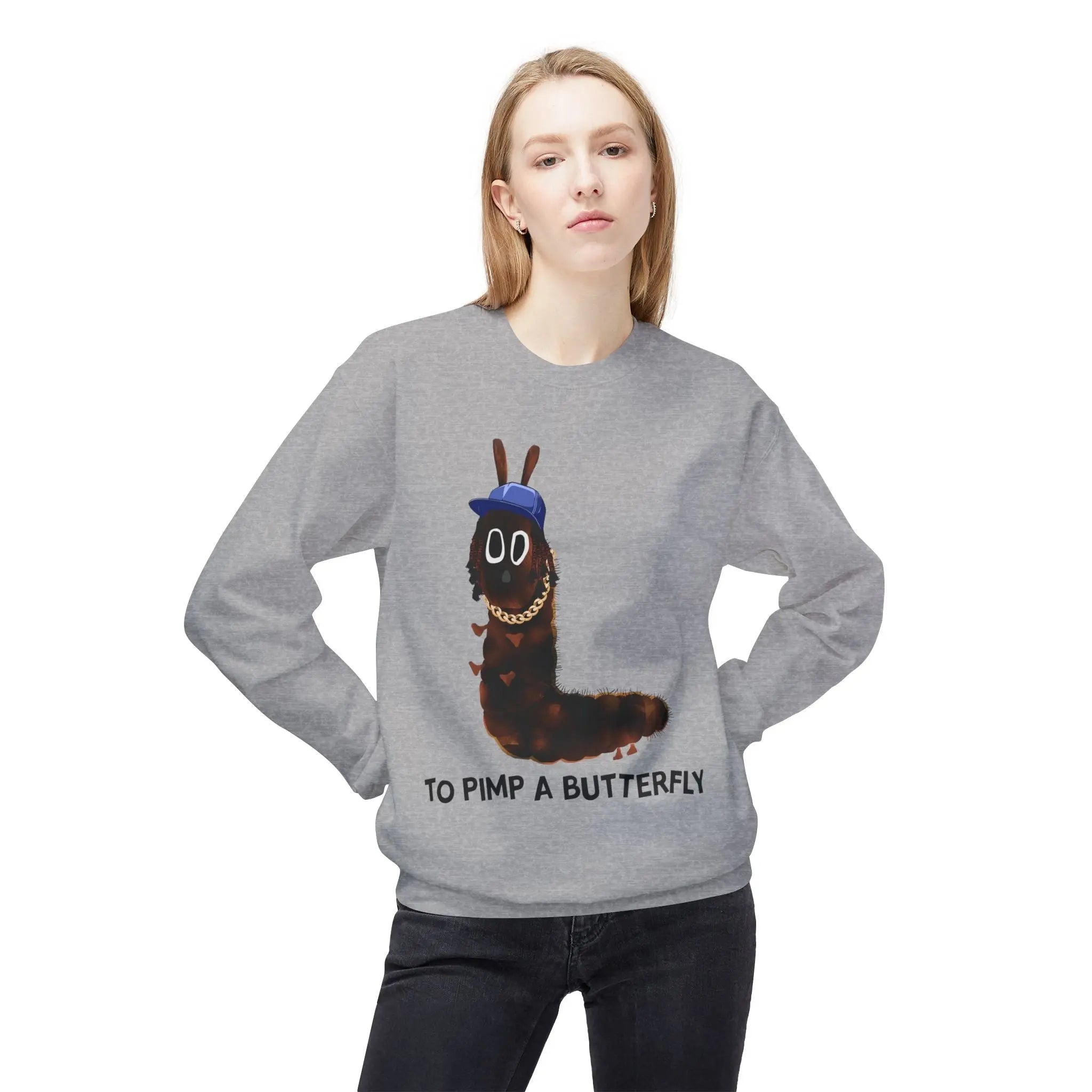 Kendrick Unisex Fleece Crewneck Sweatshirt - 'To Pimp a Butterfly' Design Printify