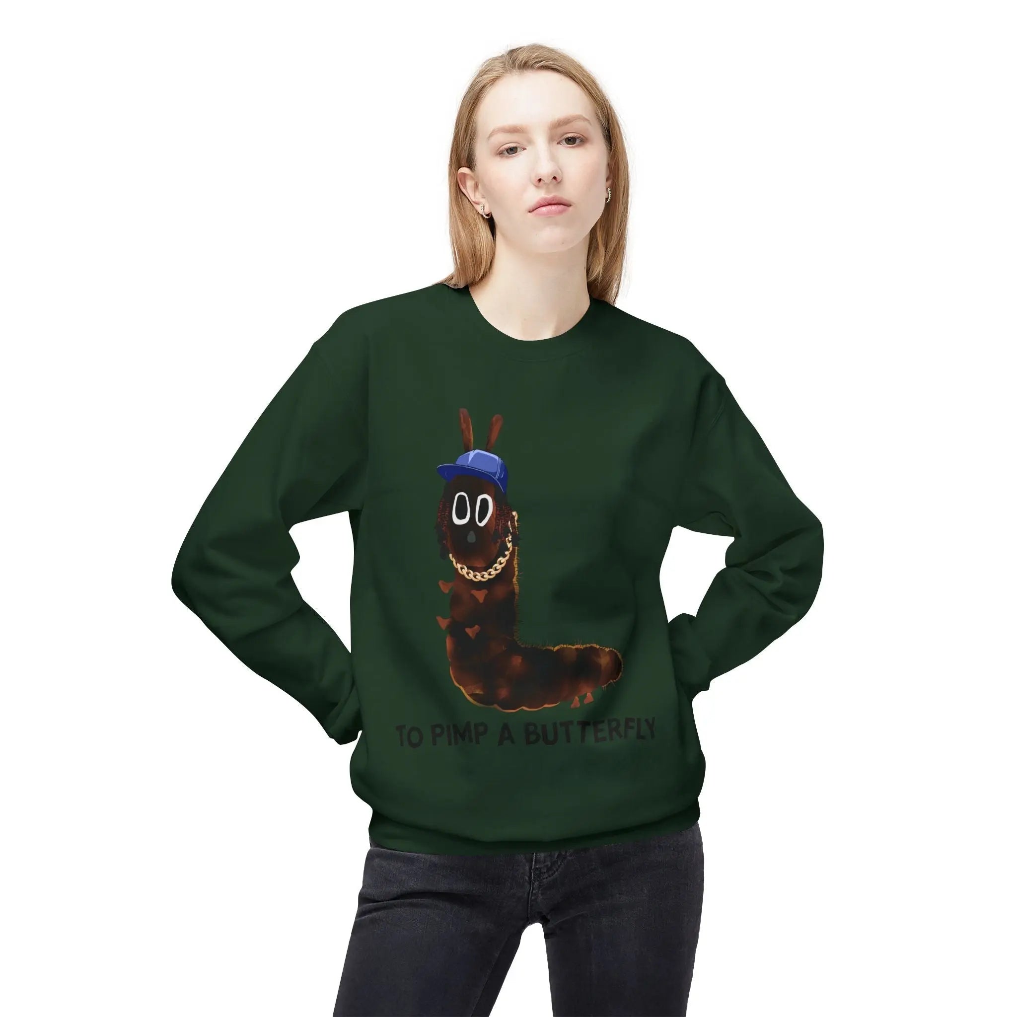 Kendrick Unisex Fleece Crewneck Sweatshirt - 'To Pimp a Butterfly' Design Printify