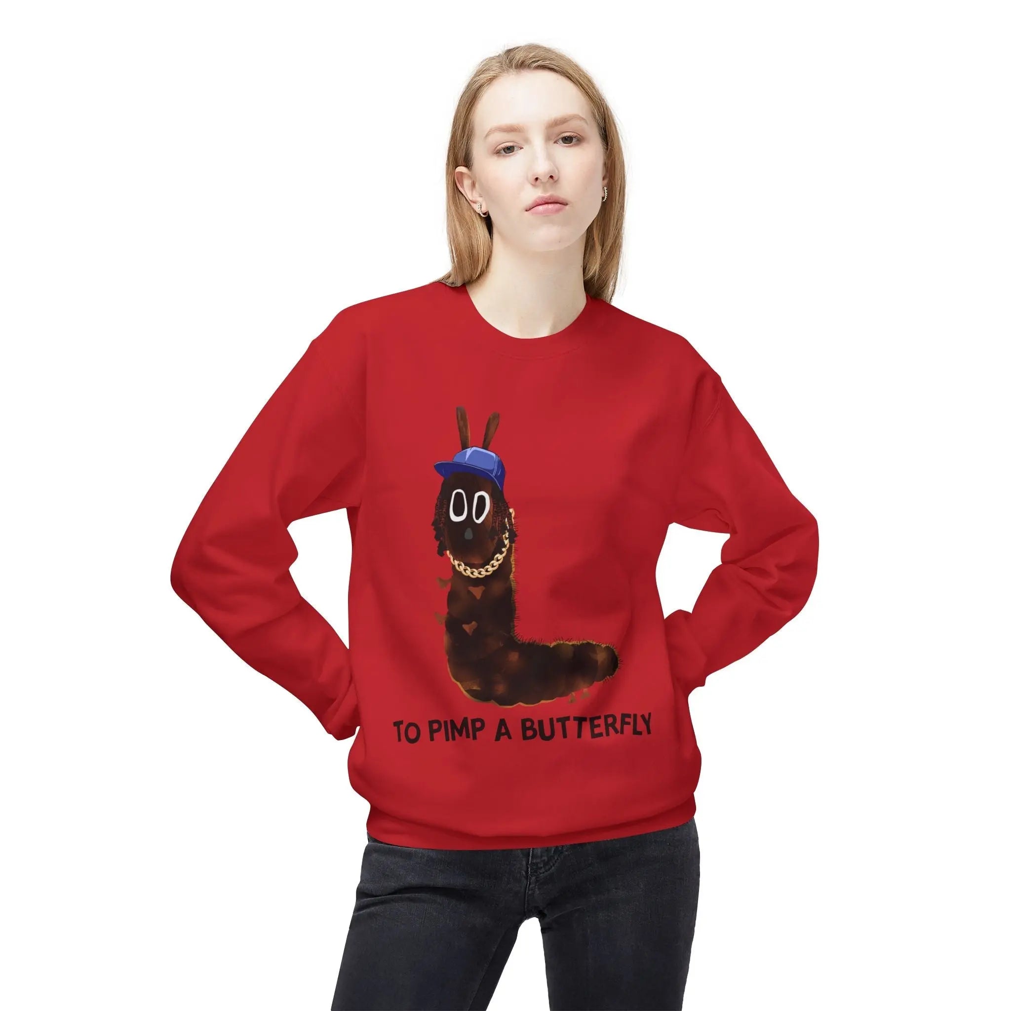 Kendrick Unisex Fleece Crewneck Sweatshirt - 'To Pimp a Butterfly' Design Printify