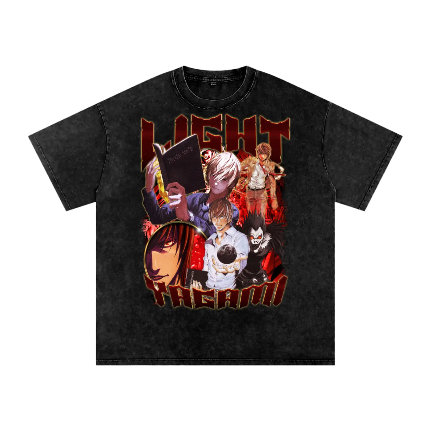 LIGHT YAGAMI Death note Acid Wash Oversize T-Shirt ODMPOD