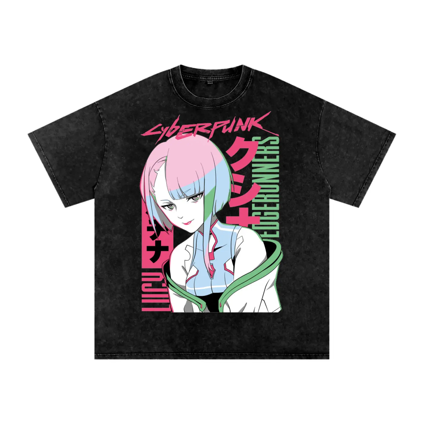 Lucy Cyberpunk Edgerunners Acid Wash Oversize T-Shirt ODMPOD