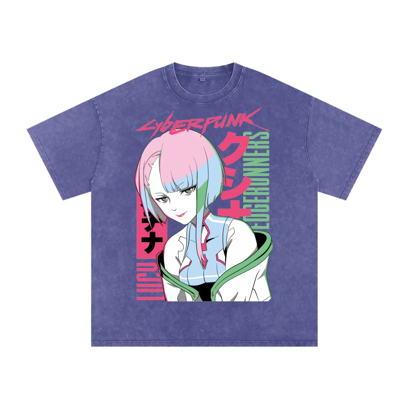 Lucy Cyberpunk Edgerunners Acid Wash Oversize T-Shirt ODMPOD