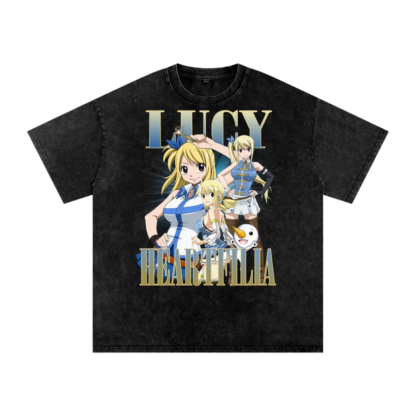 Lucy Fairy Tail Acid Wash Oversize T-Shirt ODMPOD
