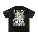 Lucy Fairy Tail Acid Wash Oversize T-Shirt ODMPOD