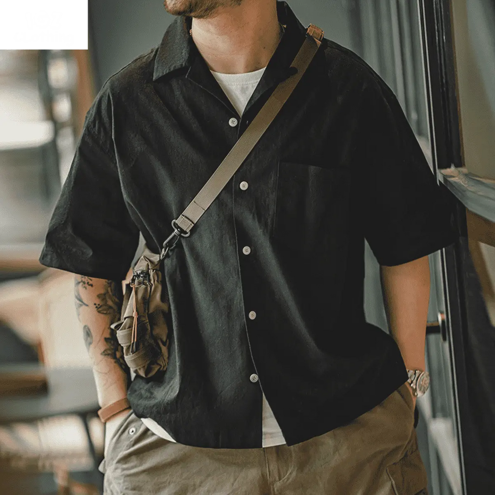 Luigi Death Stare Cuban Collar Short-sleeve Shirt IGZ Clothing