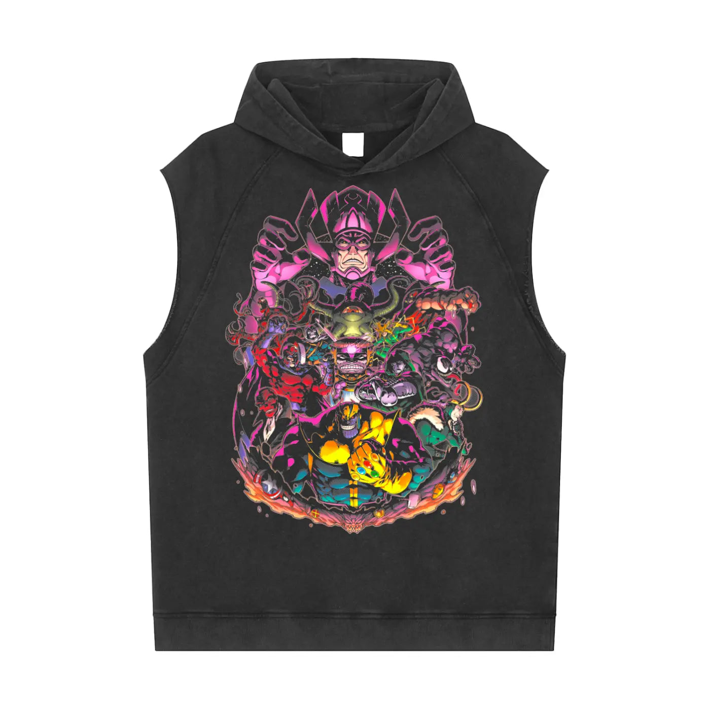 Marvel villains Snow Washed Sleeveless Hoodie ODMPOD