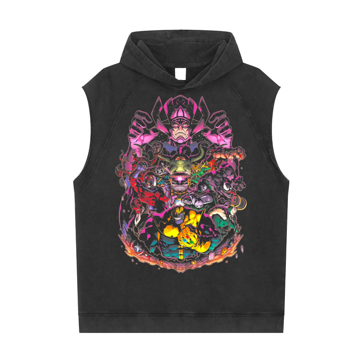 Marvel villains Snow Washed Sleeveless Hoodie ODMPOD