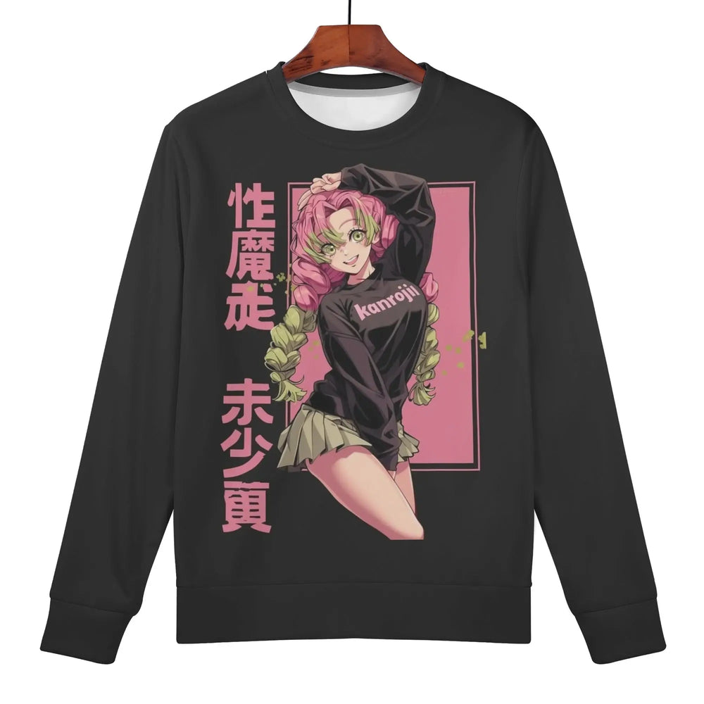Mitsuri Womens All Over Print Crew Neck Streetwear Sweatshirt IGZ Clothing
