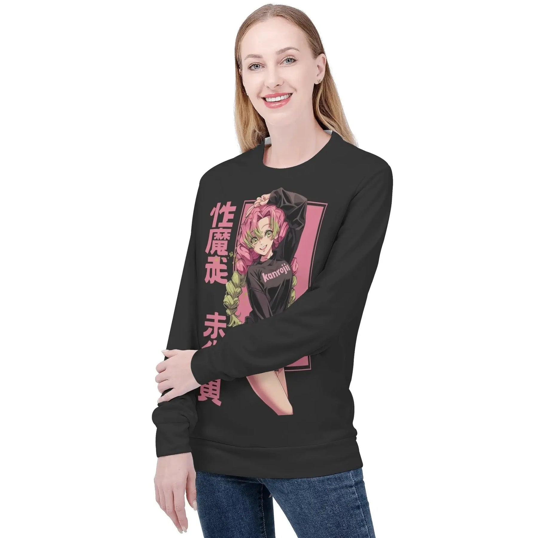 Mitsuri Womens All Over Print Crew Neck Streetwear Sweatshirt IGZ Clothing