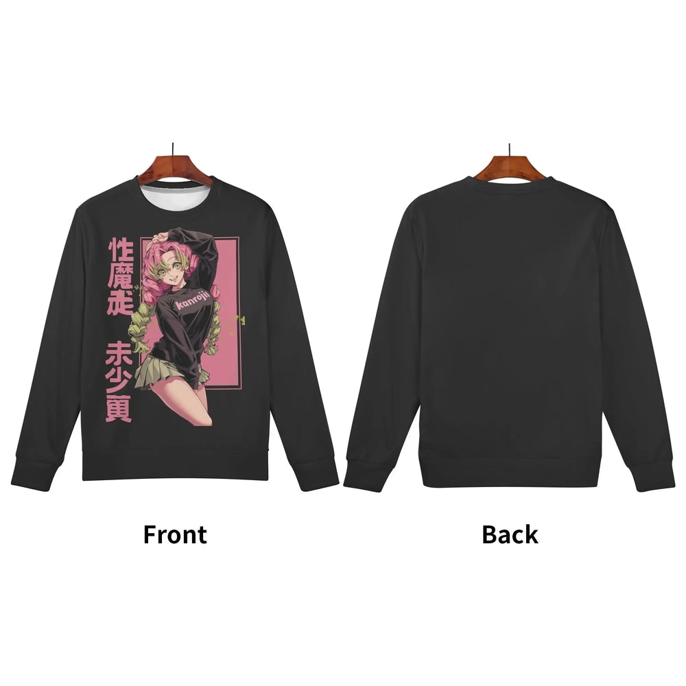 Mitsuri Womens All Over Print Crew Neck Streetwear Sweatshirt IGZ Clothing