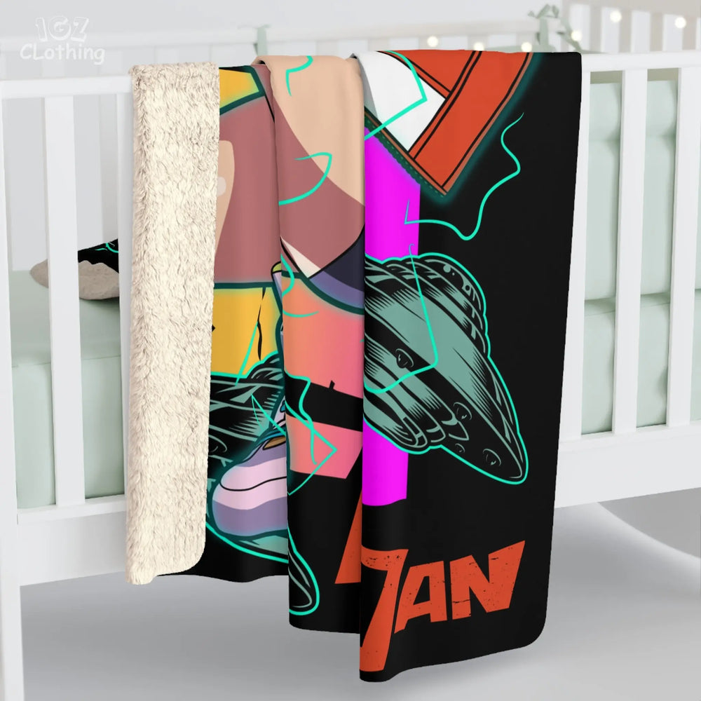 Momo Dandadan Sherpa Fleece Blanket Printify