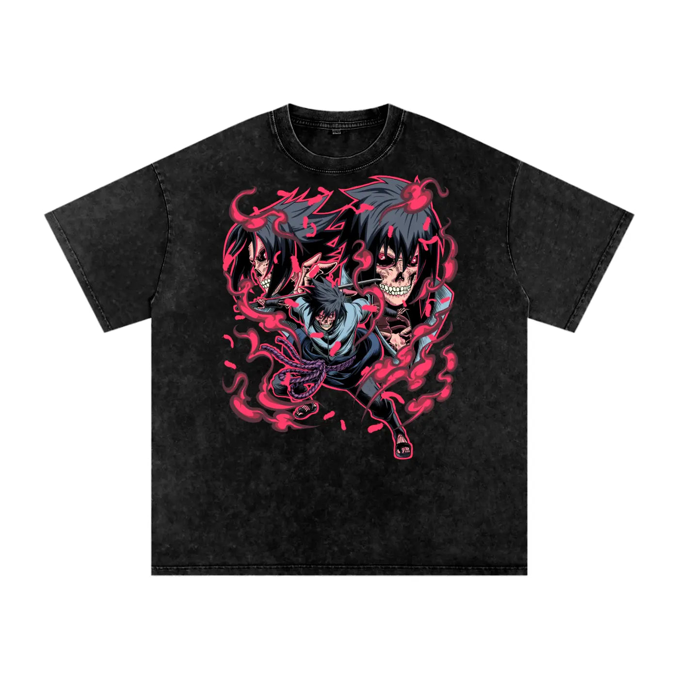 Naruto Sasuke Acid Wash Oversize T-Shirt ODMPOD