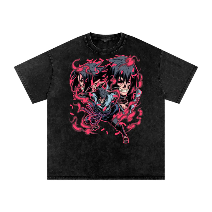 Naruto Sasuke Acid Wash Oversize T-Shirt ODMPOD