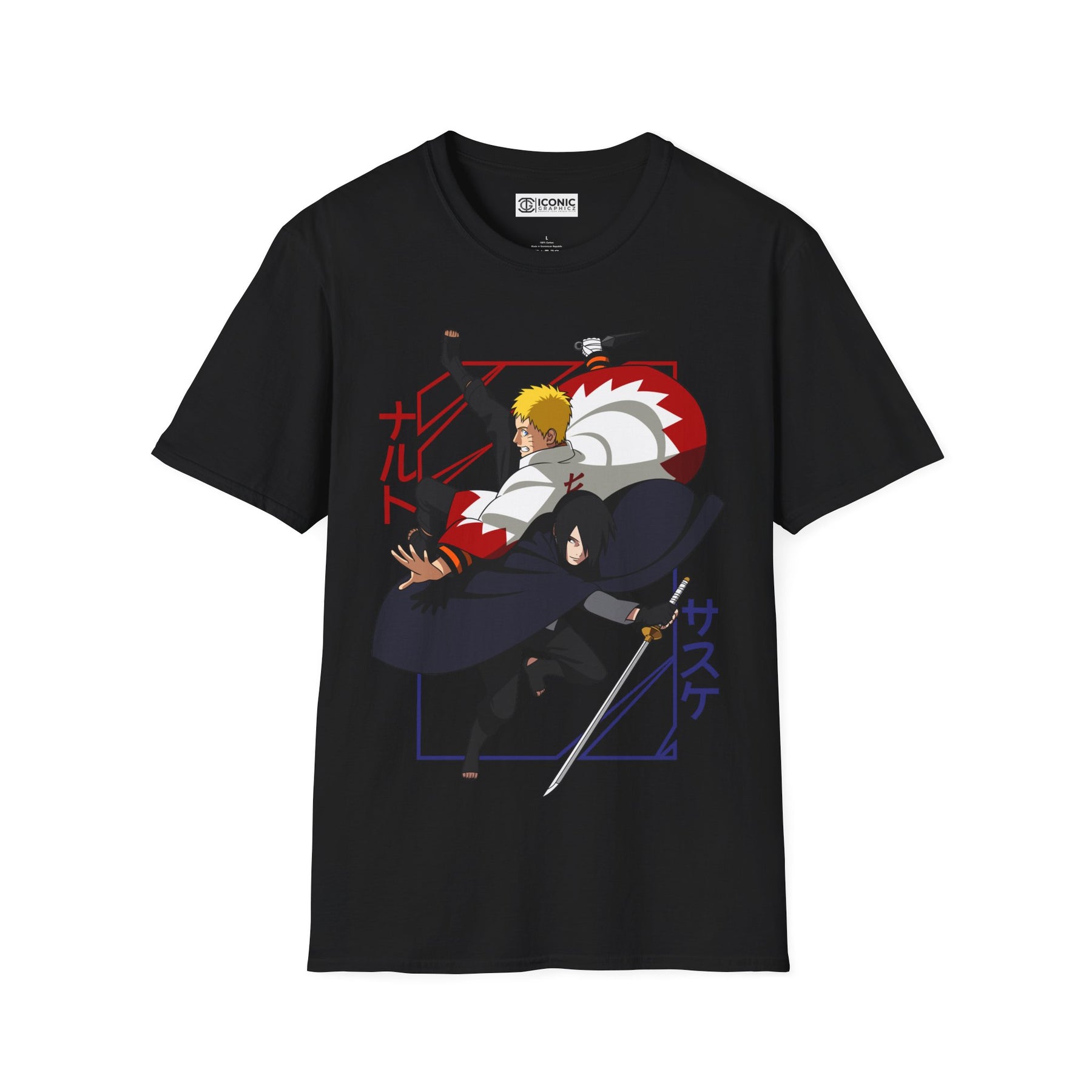 Naruto and Uchiha Sasuke T-Shirt - IGZ Clothing  - Naruto and Sasuke Unisex Softstyle T-Shirt Best Price 26 at IGZ Clothing 