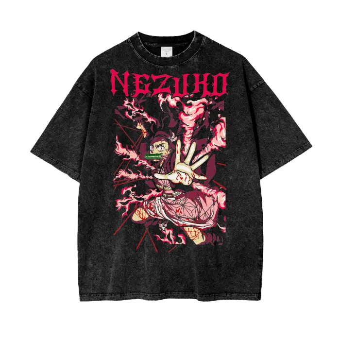Nezuko Demon Slayer Acid Wash Oversize T-Shirt ODMPOD