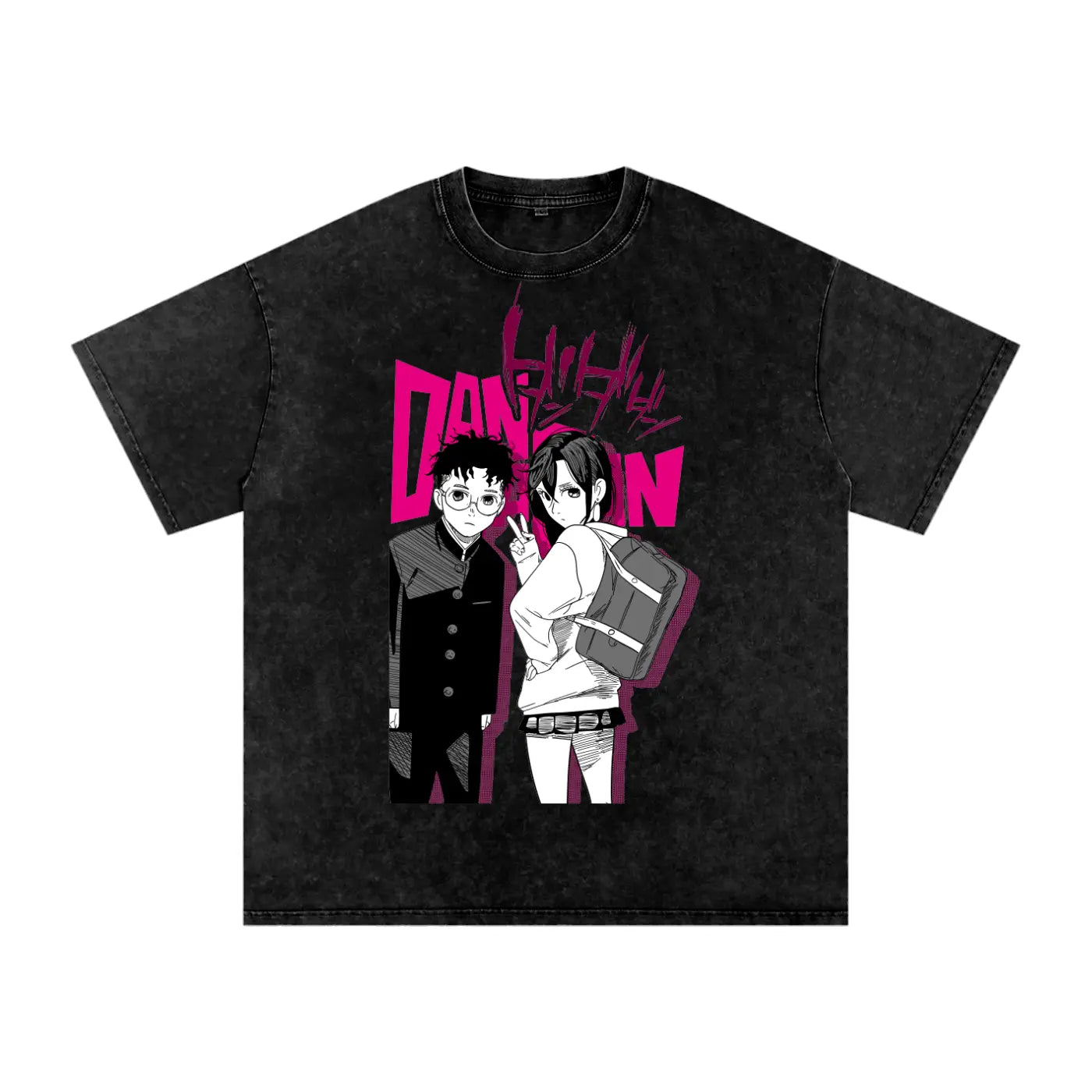 Okarun x Momo Dandadan Acid Wash Oversize T-Shirt ODMPOD