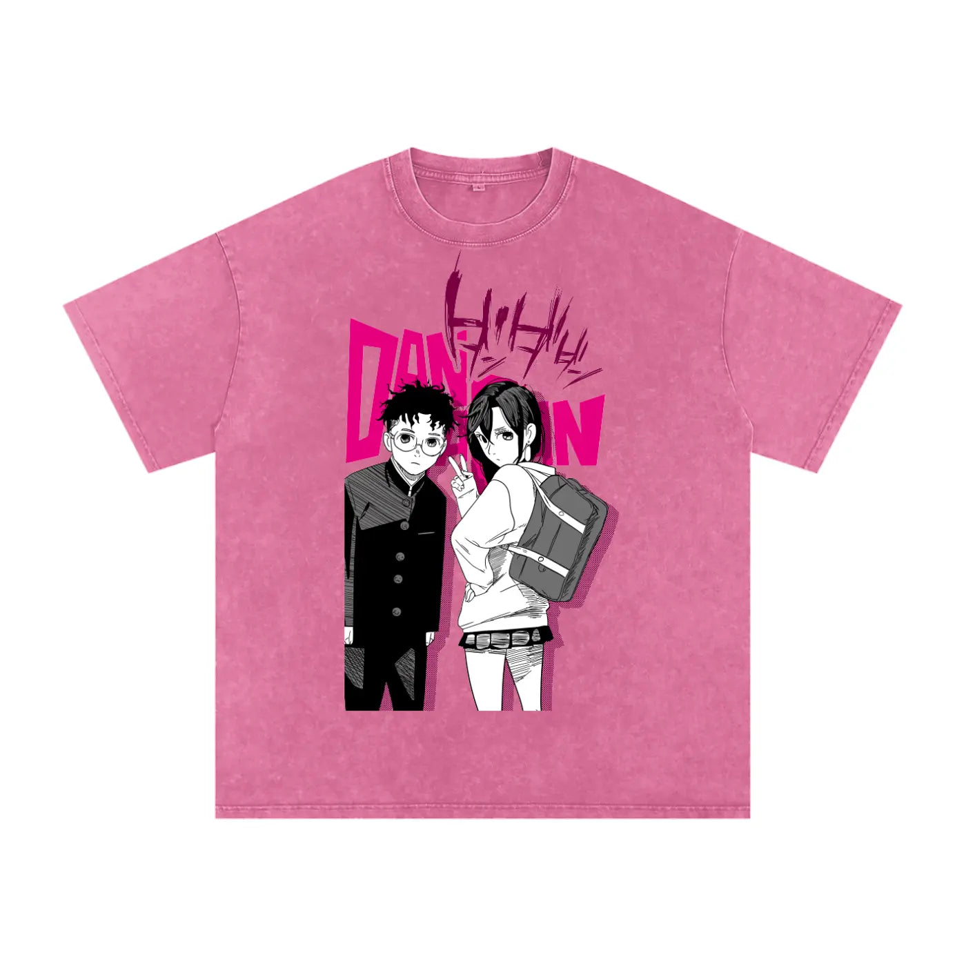 Okarun x Momo Dandadan Acid Wash Oversize T-Shirt ODMPOD