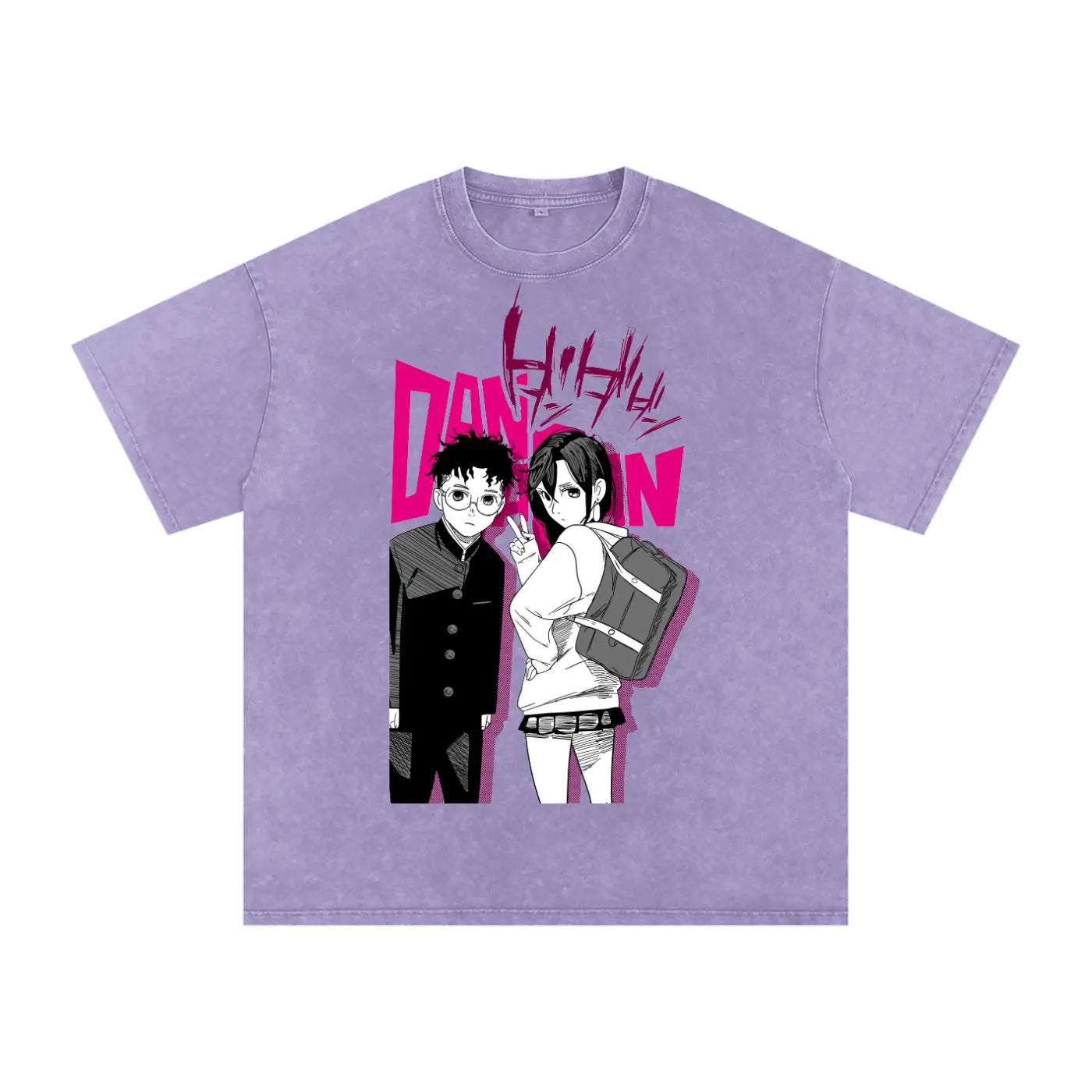 Okarun x Momo Dandadan Acid Wash Oversize T-Shirt ODMPOD