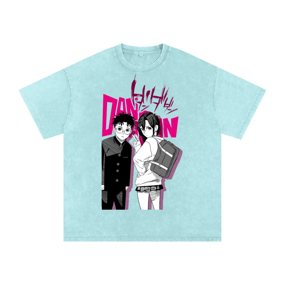 Okarun x Momo Dandadan Acid Wash Oversize T-Shirt ODMPOD
