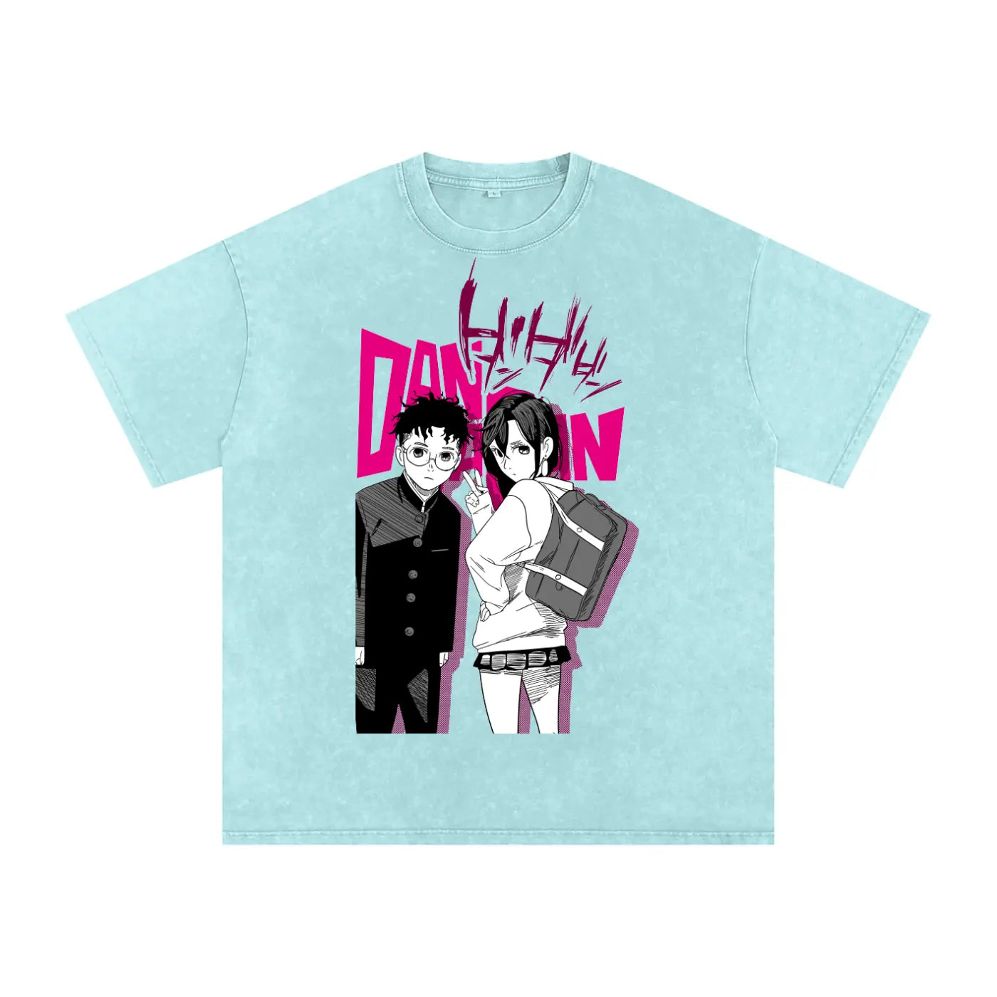 Okarun x Momo Dandadan Acid Wash Oversize T-Shirt ODMPOD